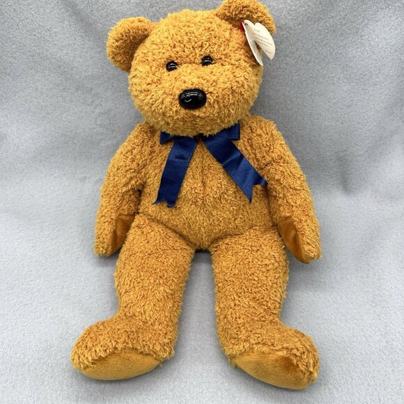 Ty Other - Vintage TY Beanie Buddies Fuzz Bear Brown Blue Bow Tie 1999 Plush Stuffed Toy 13